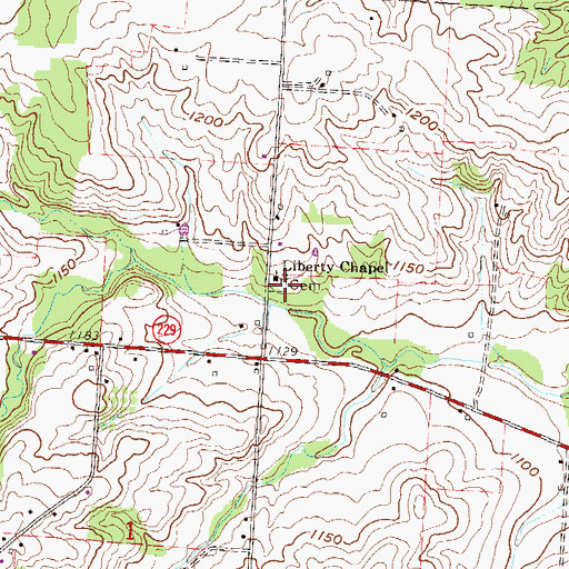 Topographic Map of Liberty Chapel Cemetery, OH