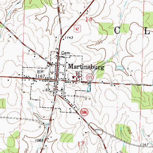 Topographic Map of Martinsburg Methodist Episcopal Cemetery, OH