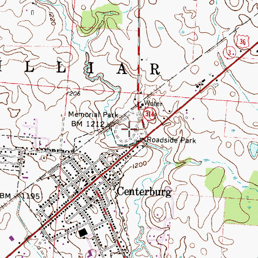 Topographic Map of Memorial Park, OH