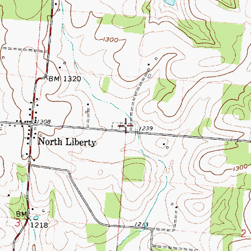Topographic Map of North Liberty Cemetery, OH