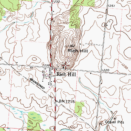 Topographic Map of Rich Hill Cemetery, OH