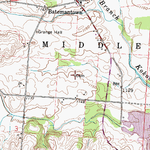 Topographic Map of Ruhl Cemetery, OH