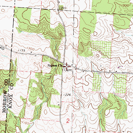 Topographic Map of Salem Methodist Episcopal Cemetery, OH