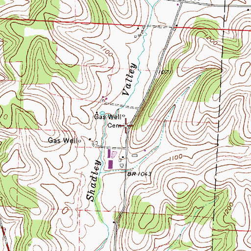 Topographic Map of Shadley Valley Cemetery, OH