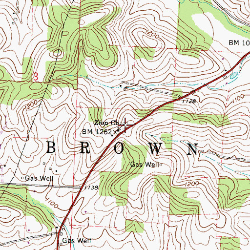 Topographic Map of Zion Evangelical Lutheran Cemetery, OH