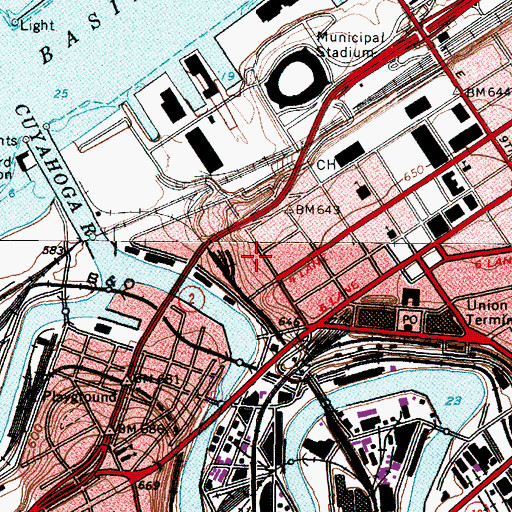 Topographic Map of Bingham Building, OH