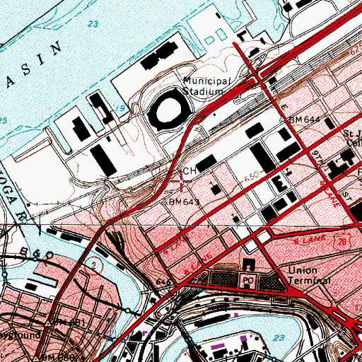 Topographic Map of Courthouse Square, OH