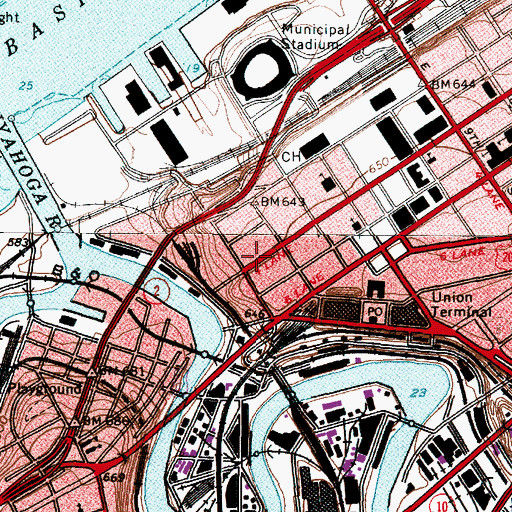 Topographic Map of George Worthington Building, OH