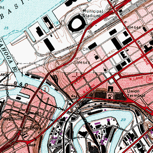 Topographic Map of Gilcrest Building, OH