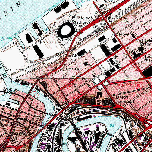 Topographic Map of Grand Arcade, OH