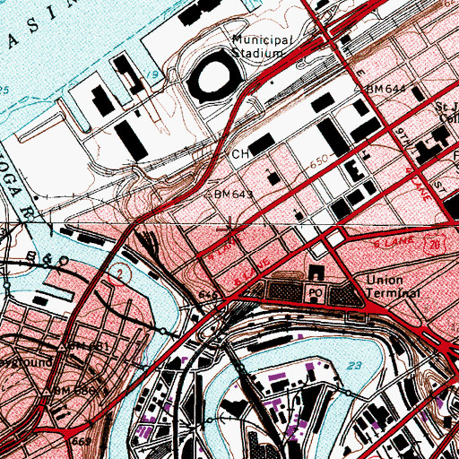 Topographic Map of Hoyt Block, OH