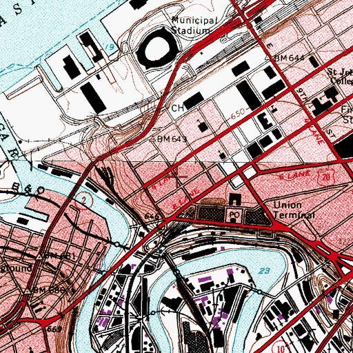 Topographic Map of Johnson Block, OH