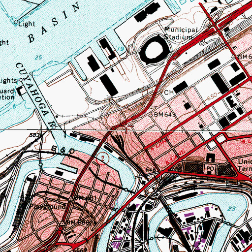 Topographic Map of National Terminals Warehouse, OH