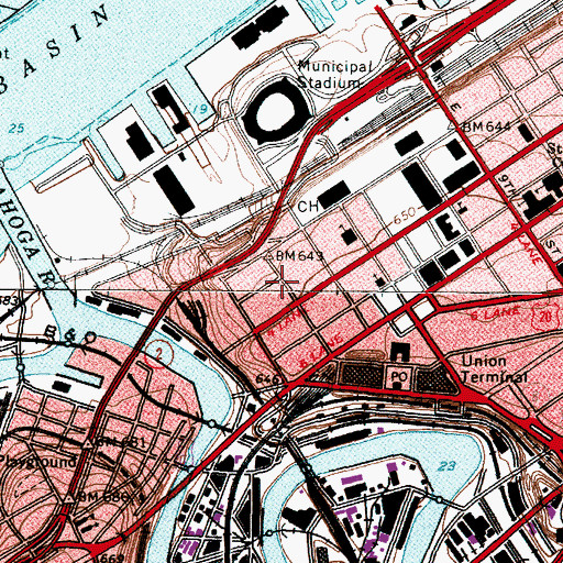 Topographic Map of New York Coach Building, OH