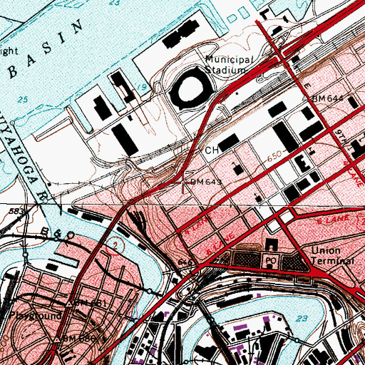 Topographic Map of Root and McBride-Bradley Building, OH