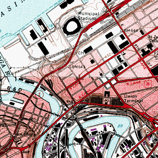 Topographic Map of Waring Block, OH