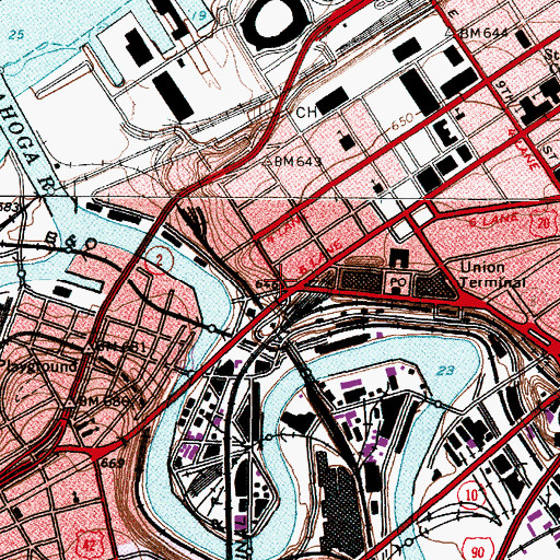 Topographic Map of Western Reserve Building, OH