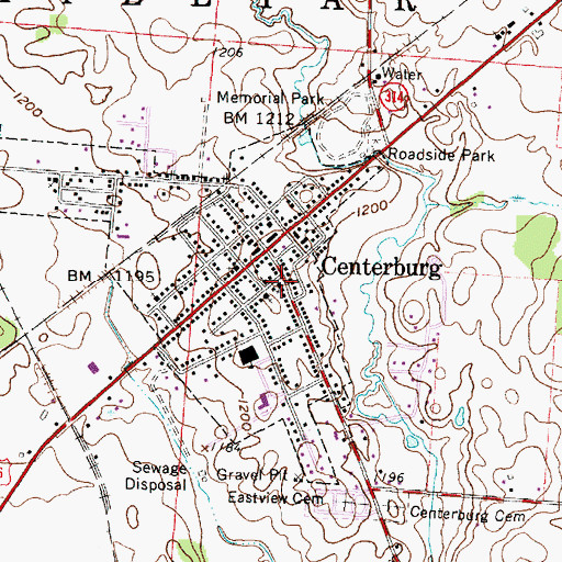Topographic Map of Centerburg United Methodist Church, OH