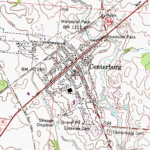 Topographic Map of Centerburg Christian Church, OH