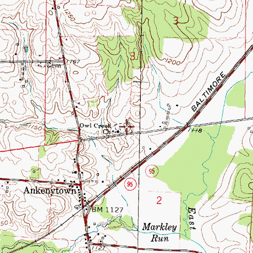Topographic Map of Ankenytown Cemetery, OH