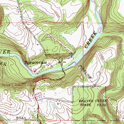 Topographic Map of Hambletons Mill, OH