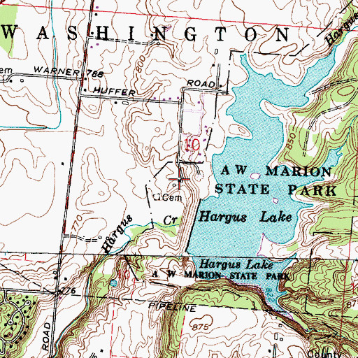 Topographic Map of A W Marion Memorial, OH