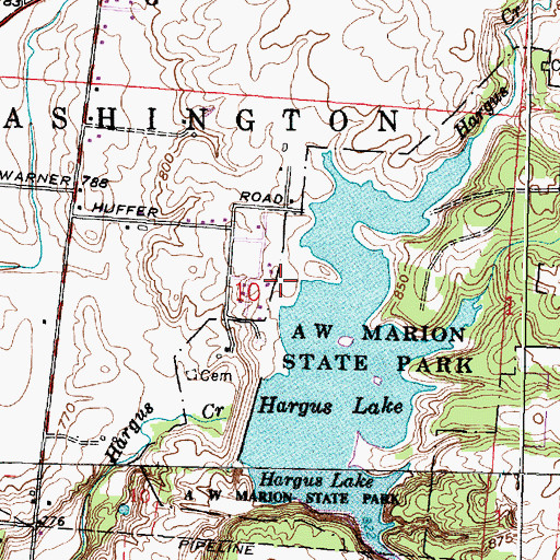 Topographic Map of Hargus Lake Trail, OH