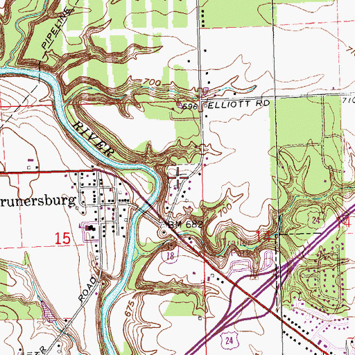 Topographic Map of Brunersburg Cemetery, OH