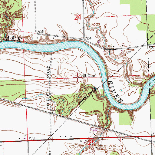 Topographic Map of Hill Cemetery, OH