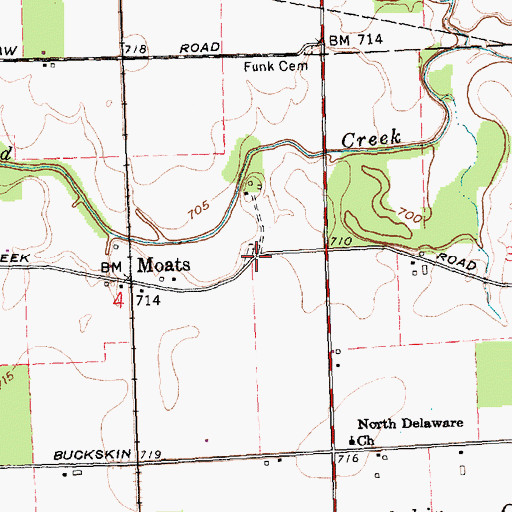 Topographic Map of Moats Cemetery, OH