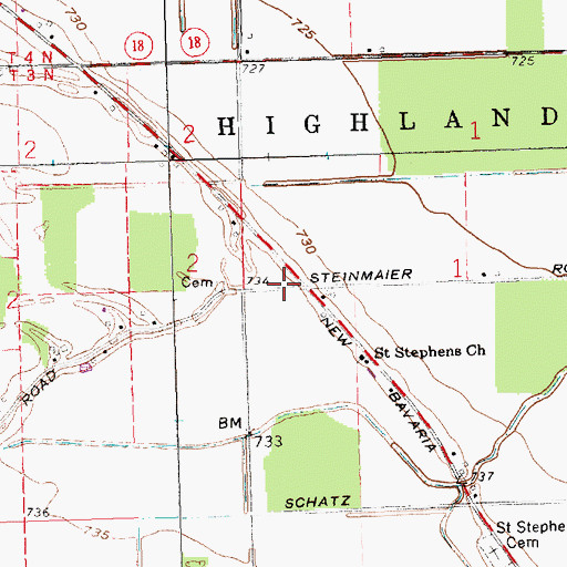 Topographic Map of Old Saint Stephens Lutheran Cemetery, OH