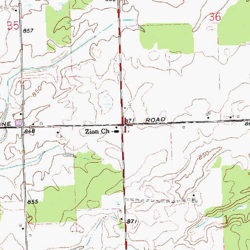 Topographic Map of Zion Lutheran Cemetery, OH