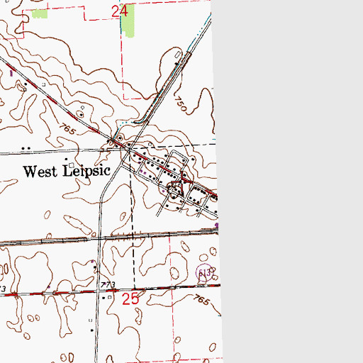 Topographic Map of West Leipsic United Methodist Church, OH