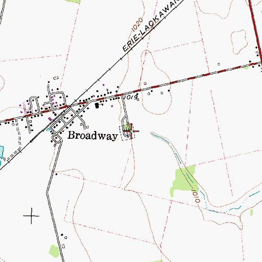 Topographic Map of Broadway Cemetery, OH
