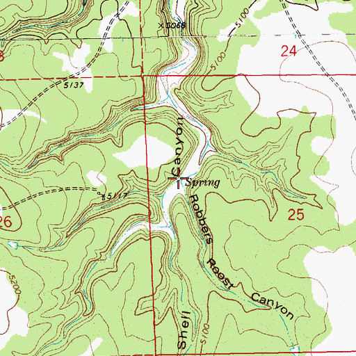 Topographic Map of Robbers Roost Canyon, CO