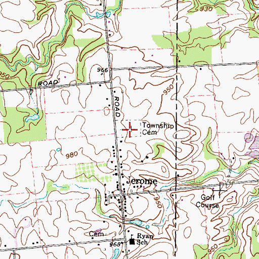 Topographic Map of Jerome Township Number 1 Cemetery, OH