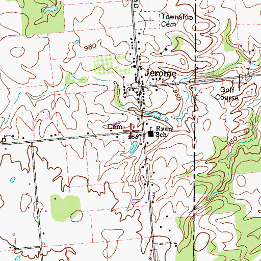 Topographic Map of Jerome Township Number 2 Cemetery, OH