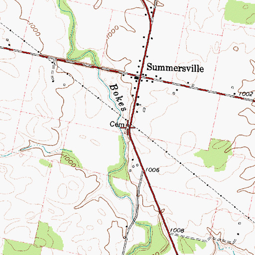 Topographic Map of Sommersville Cemetery, OH