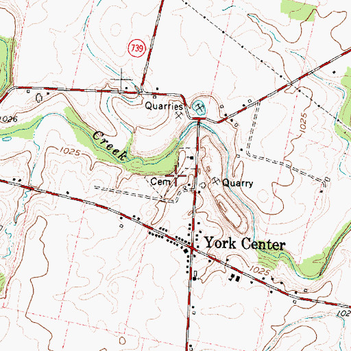 Topographic Map of York Center Cemetery, OH