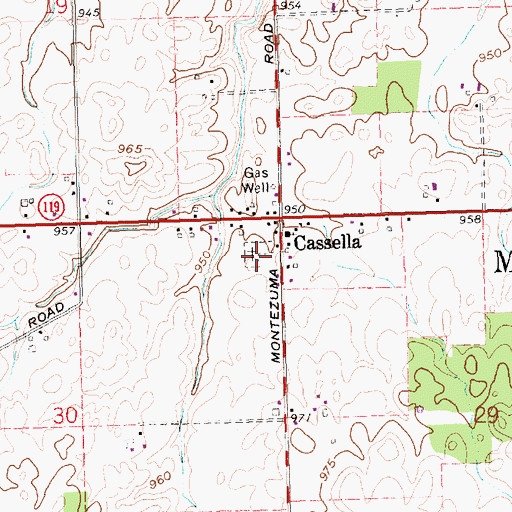 Topographic Map of Cassella Cemetery, OH