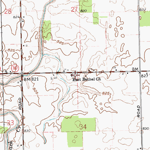 Topographic Map of East Bethel Cemetery, OH