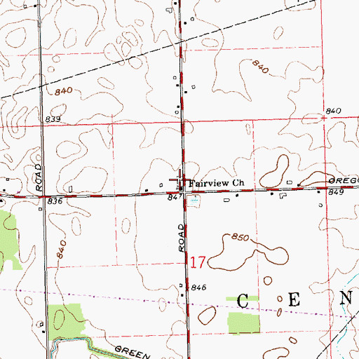 Topographic Map of Fairview Cemetery, OH