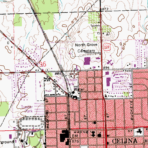 Topographic Map of Immaculate Conception Catholic Cemetery, OH