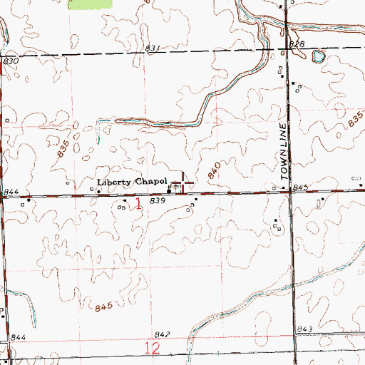 Topographic Map of Liberty Cemetery, OH