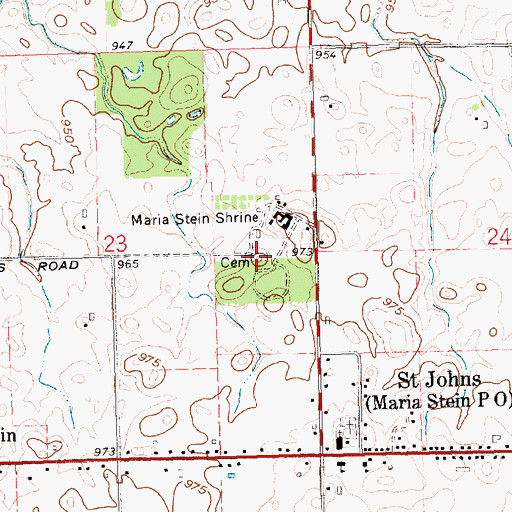 Topographic Map of Maria Stein Convent Cemetery, OH