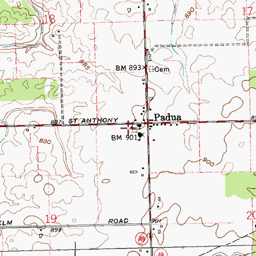 Topographic Map of Saint Anthony Catholic Cemetery, OH
