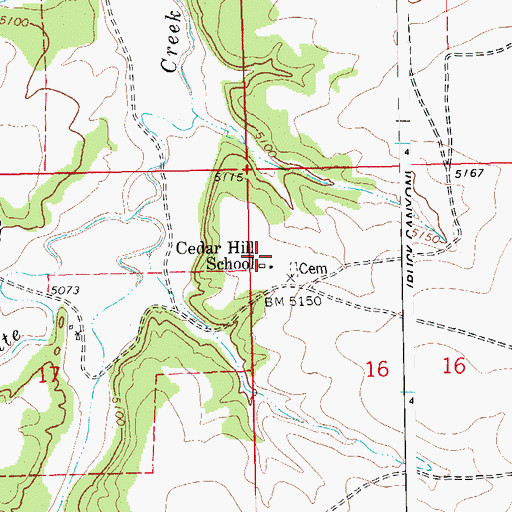 Topographic Map of Cedar Hill, CO