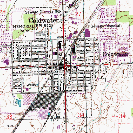 Topographic Map of Coldwater Post Office, OH