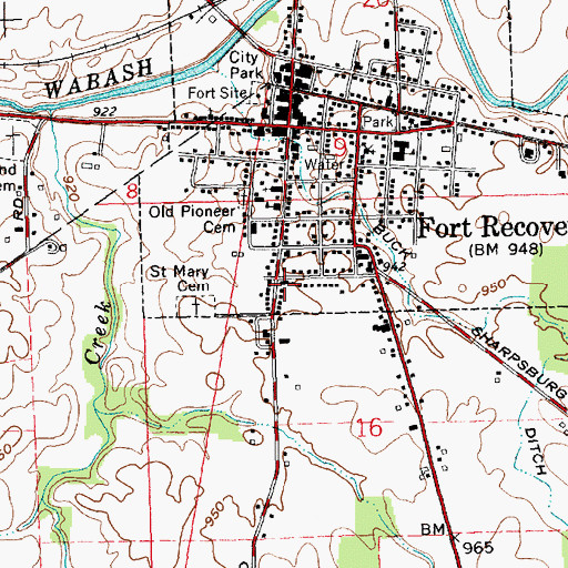 Topographic Map of Fort Recovery Church of Christ, OH