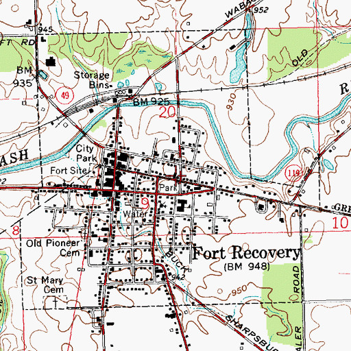 Topographic Map of Fort Recovery United Methodist Church, OH